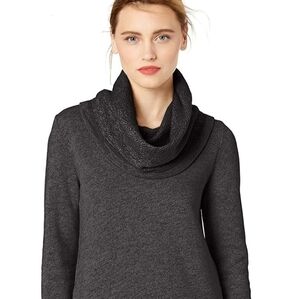 J Crew Funnelneck Heather Gray Cowl Neck Sweatshirt